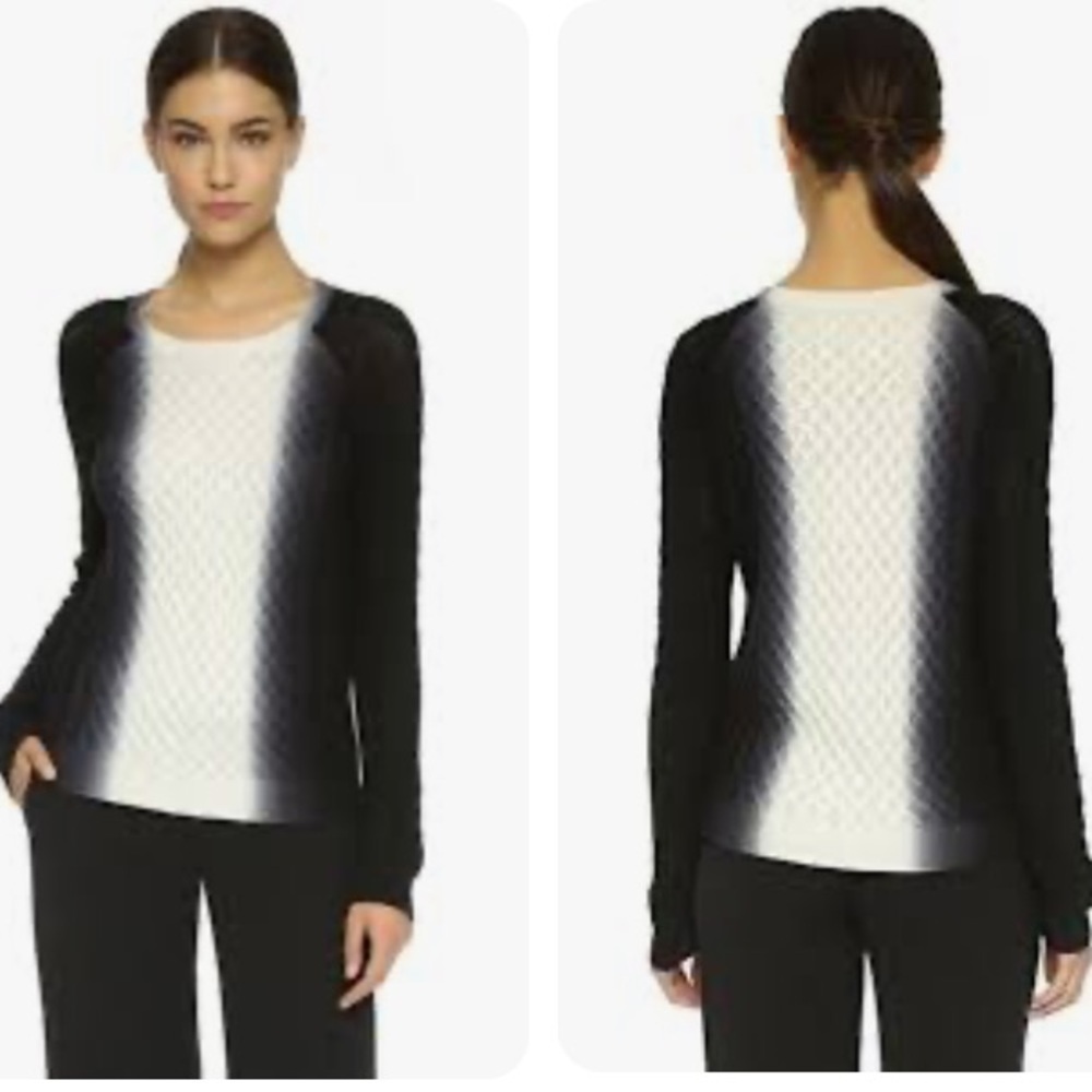 Vince Ombre’ Vertical Dip Dye cashmere sweater Cable knit in Navy and Grey